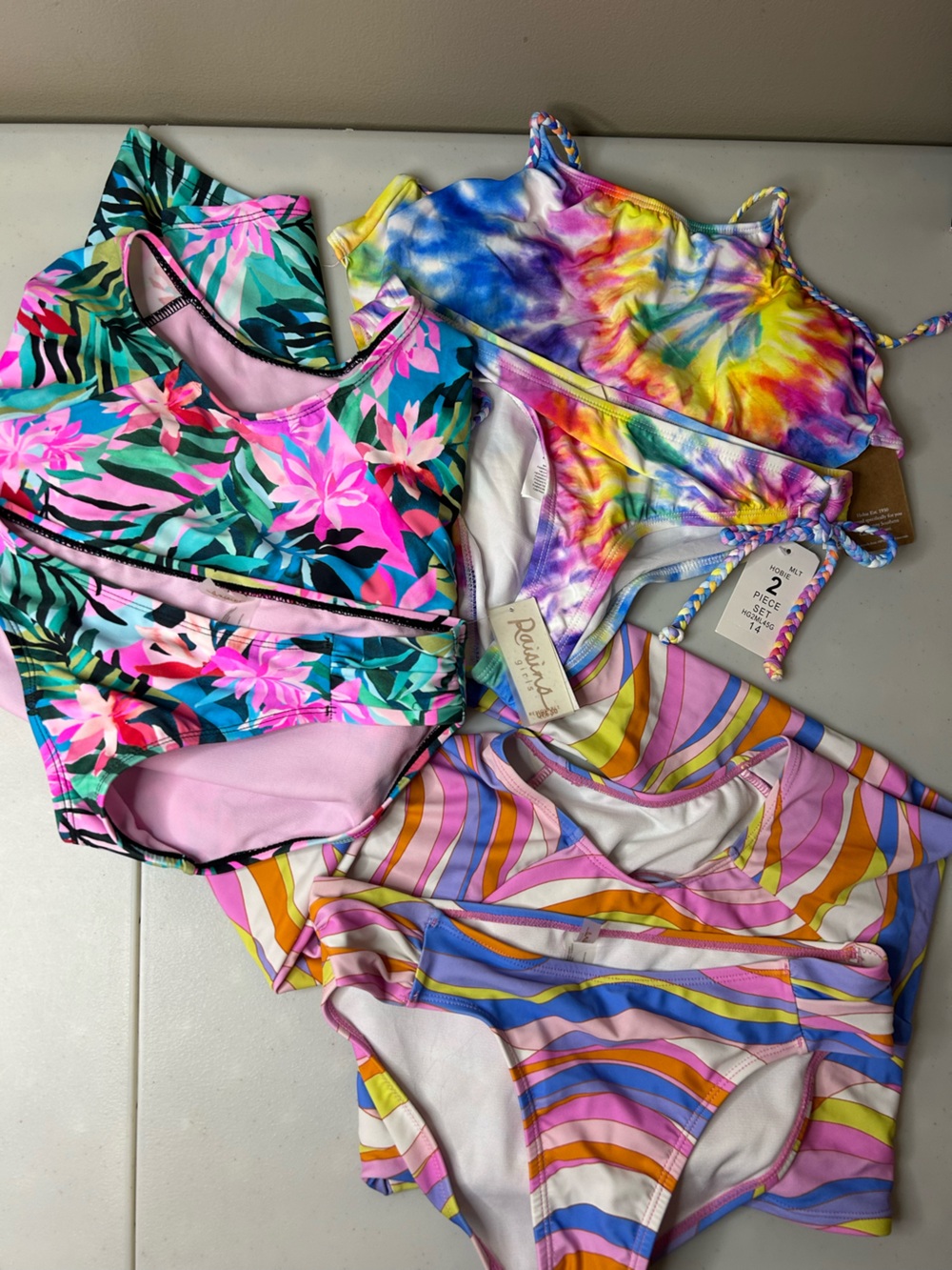 Nordstrom Girls Swimwear Bundle Lot 3 Sets Size 14 | Hobie & Raisins NWT